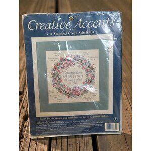 Creative Accents Stamped Cross Stitch Kit Garden Of Grandchildren 11" X 11" New